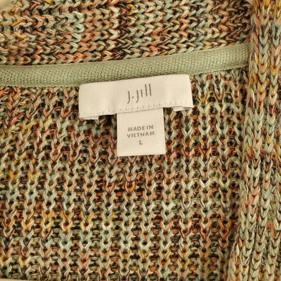 J Jill Women's Multi Colored V Neck Long Sleeve Knit Sweater Large L - Picture 2 of 5